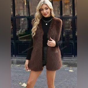 CAPELLI Faux Mink Fur Vest-Size M(8-10)-Dk. Brown